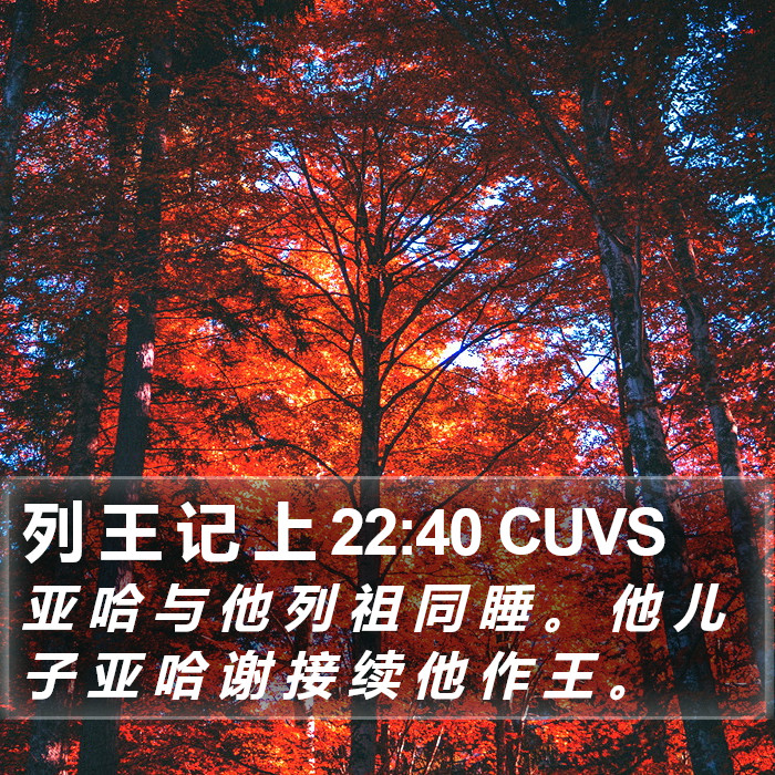 列 王 记 上 22:40 CUVS Bible Study