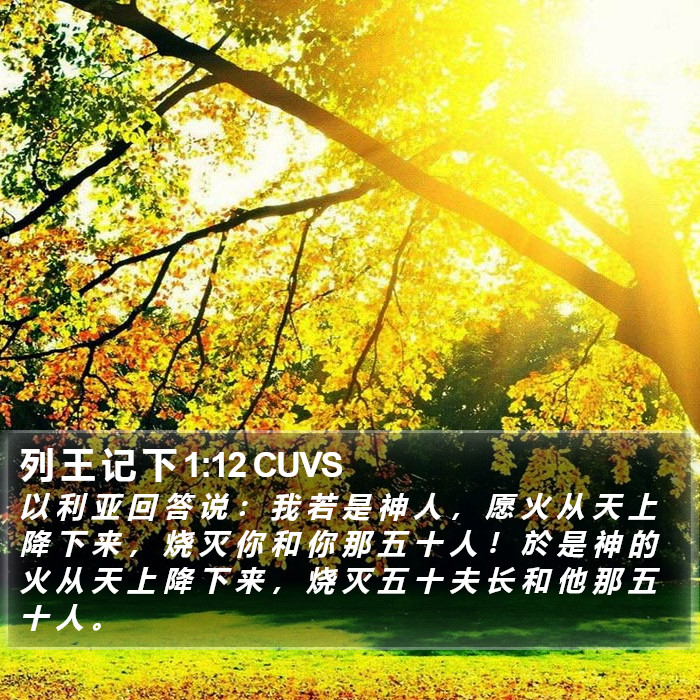 列 王 记 下 1:12 CUVS Bible Study