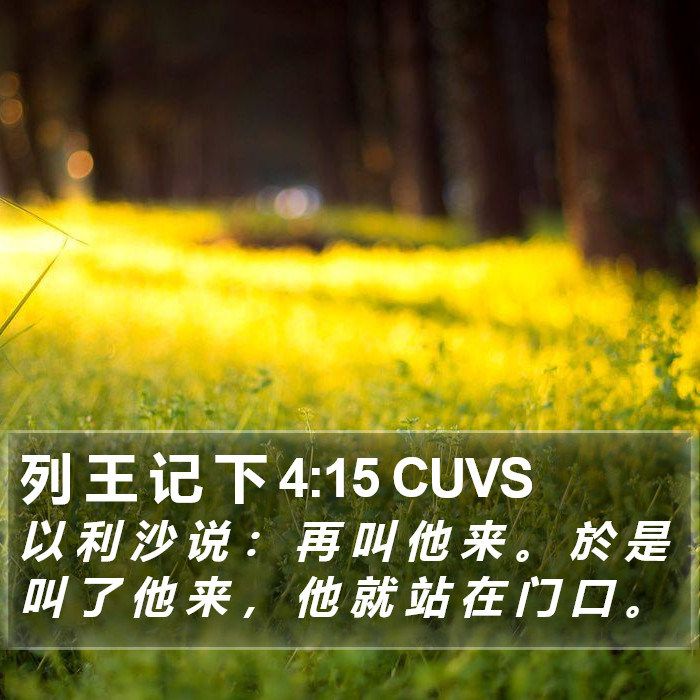 列 王 记 下 4:15 CUVS Bible Study