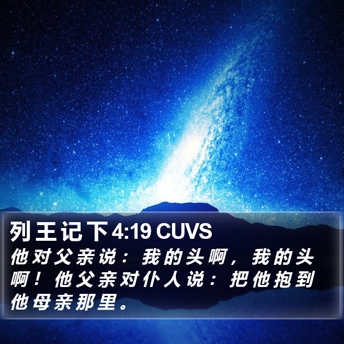 列 王 记 下 4:19 CUVS Bible Study