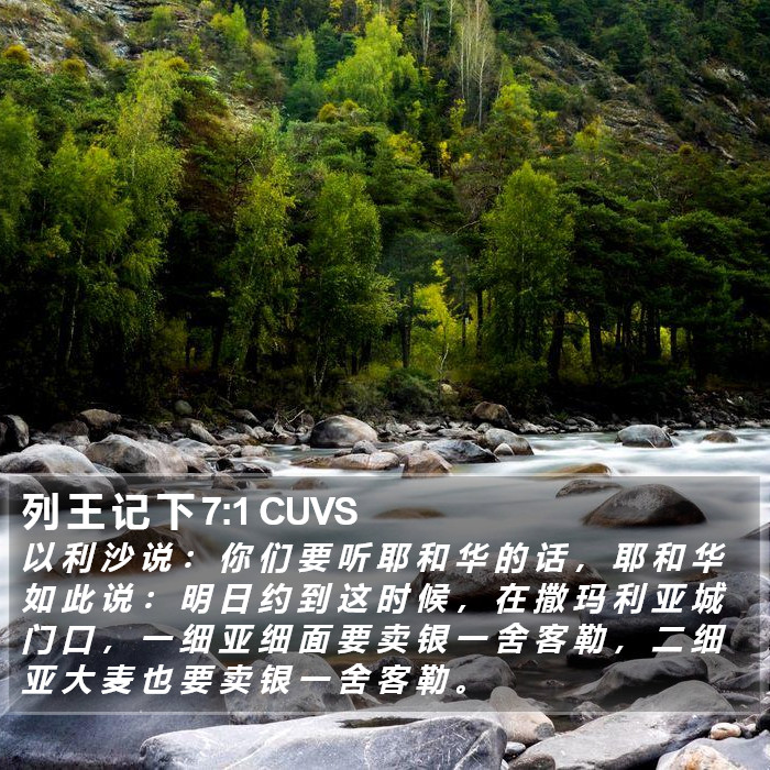 列 王 记 下 7:1 CUVS Bible Study