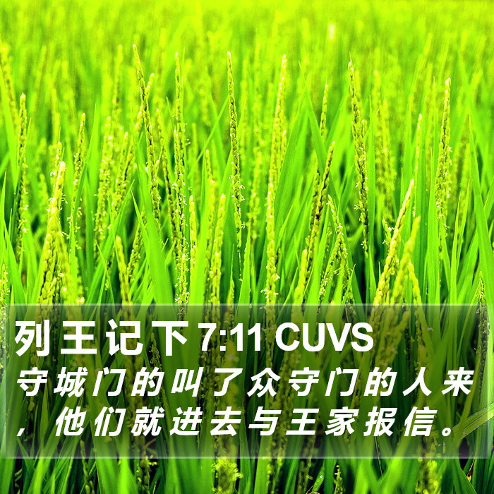 列 王 记 下 7:11 CUVS Bible Study