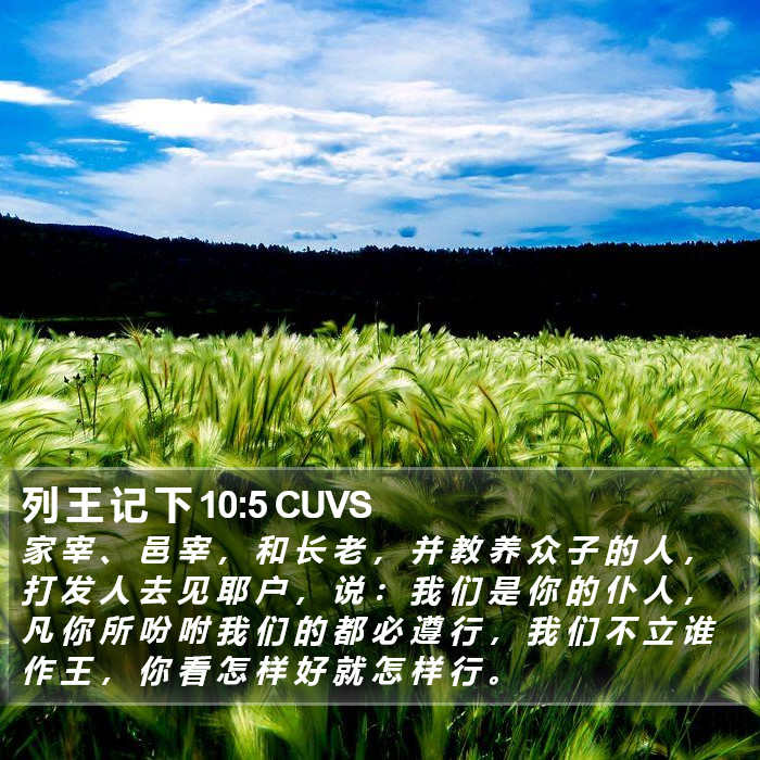 列 王 记 下 10:5 CUVS Bible Study