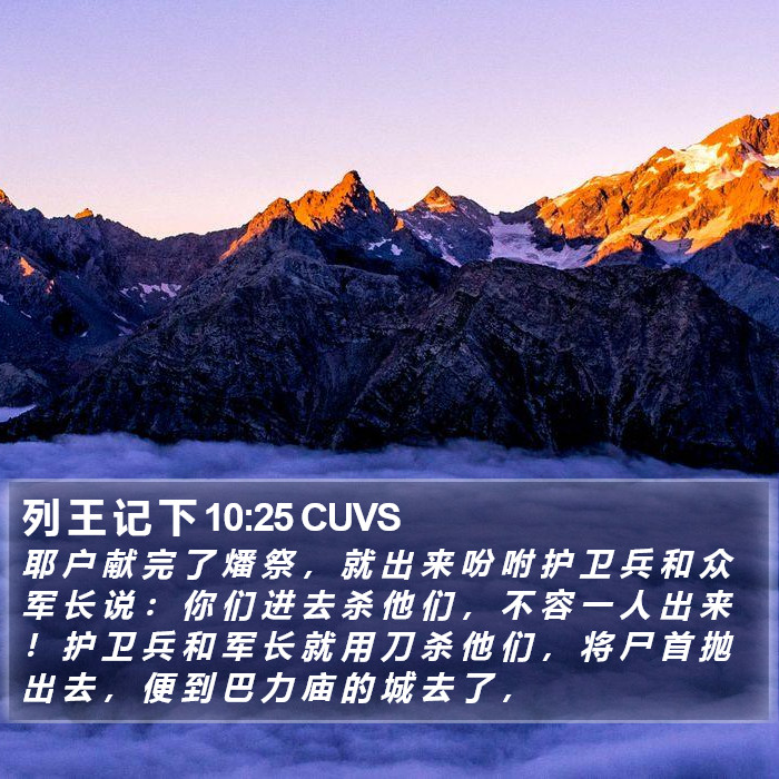 列 王 记 下 10:25 CUVS Bible Study