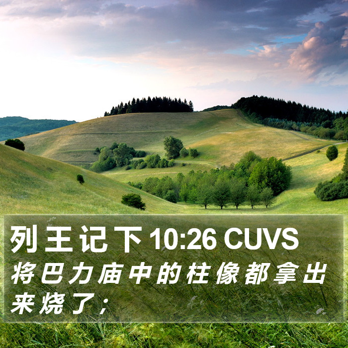 列 王 记 下 10:26 CUVS Bible Study