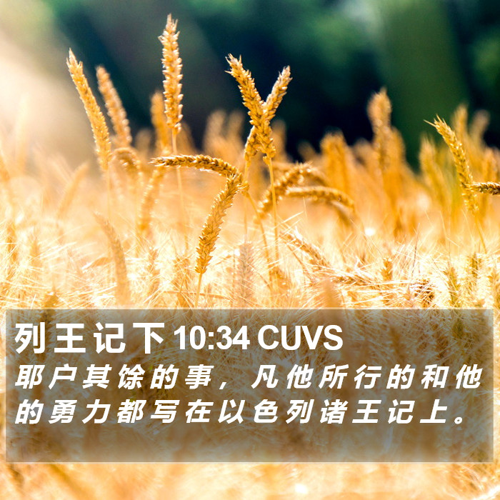 列 王 记 下 10:34 CUVS Bible Study