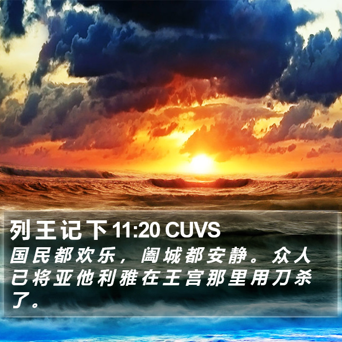 列 王 记 下 11:20 CUVS Bible Study