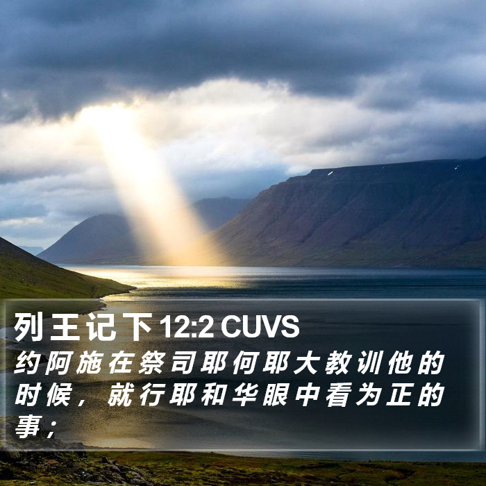 列 王 记 下 12:2 CUVS Bible Study