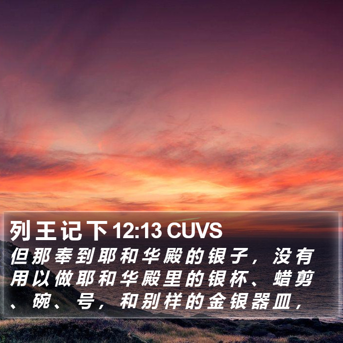 列 王 记 下 12:13 CUVS Bible Study