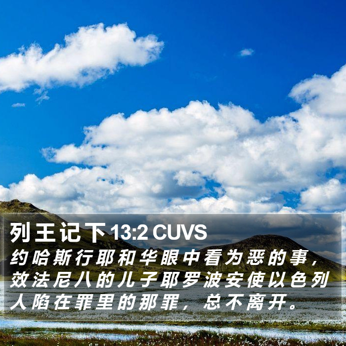 列 王 记 下 13:2 CUVS Bible Study
