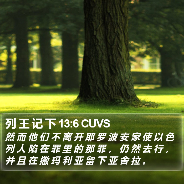 列 王 记 下 13:6 CUVS Bible Study