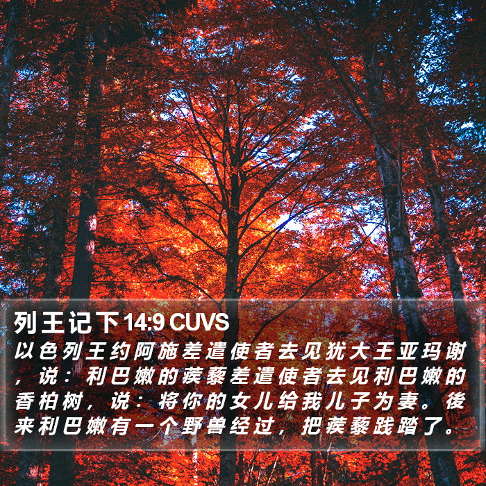 列 王 记 下 14:9 CUVS Bible Study