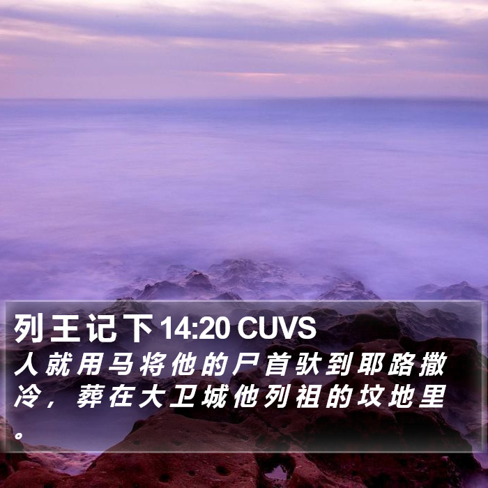 列 王 记 下 14:20 CUVS Bible Study