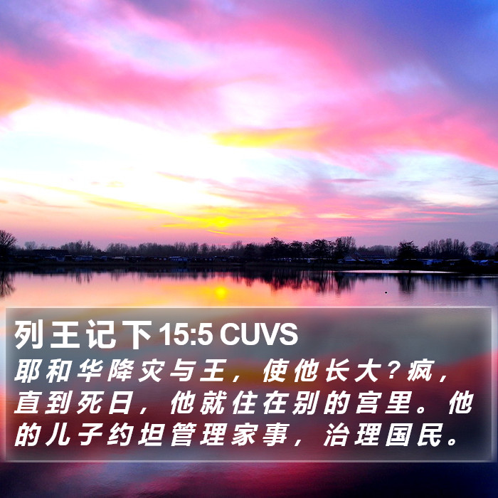 列 王 记 下 15:5 CUVS Bible Study