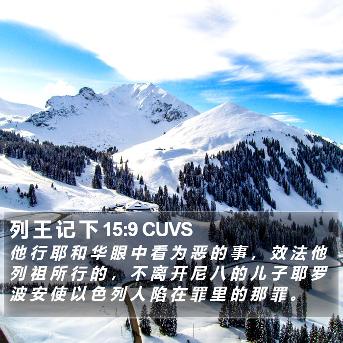 列 王 记 下 15:9 CUVS Bible Study