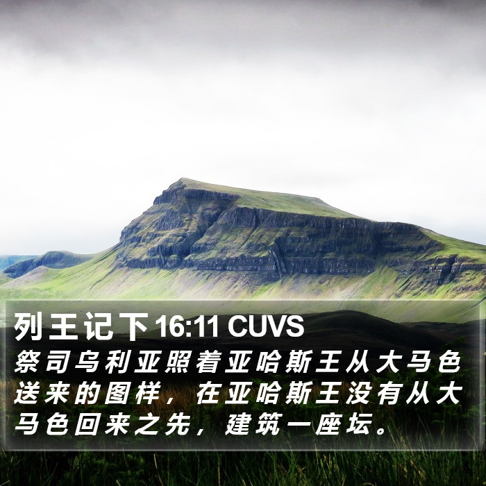 列 王 记 下 16:11 CUVS Bible Study