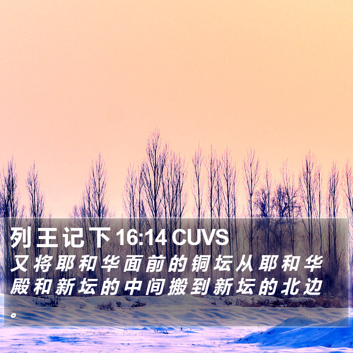 列 王 记 下 16:14 CUVS Bible Study