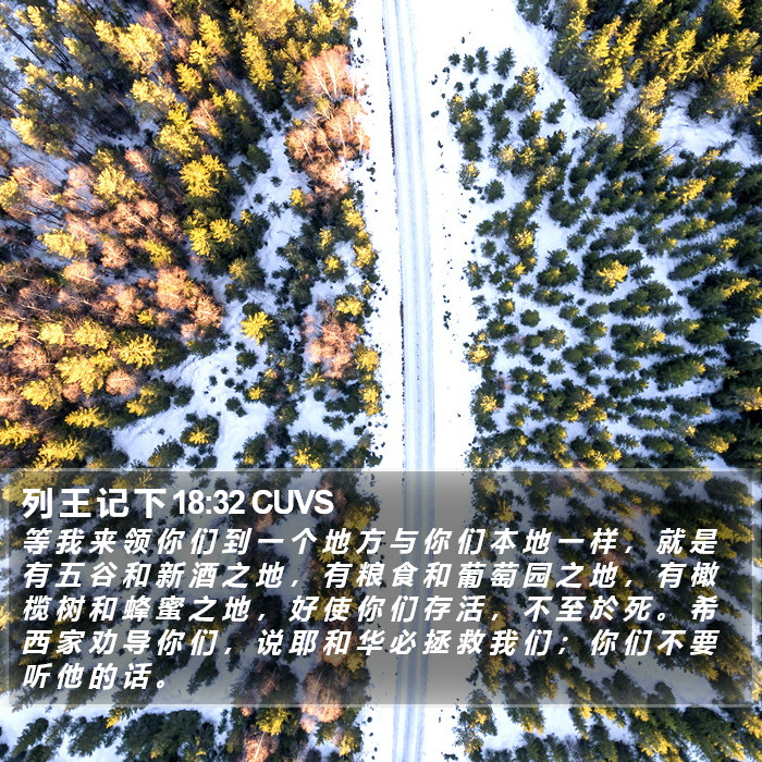 列 王 记 下 18:32 CUVS Bible Study