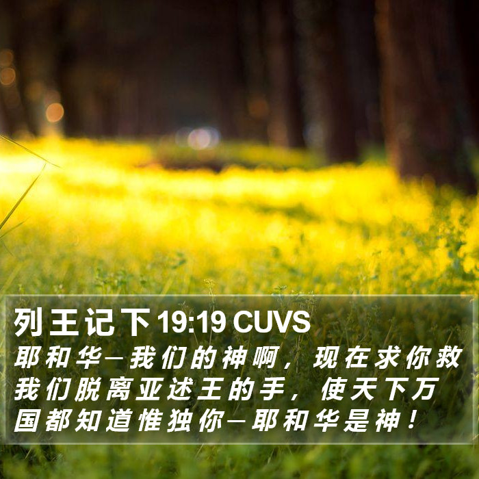 列 王 记 下 19:19 CUVS Bible Study