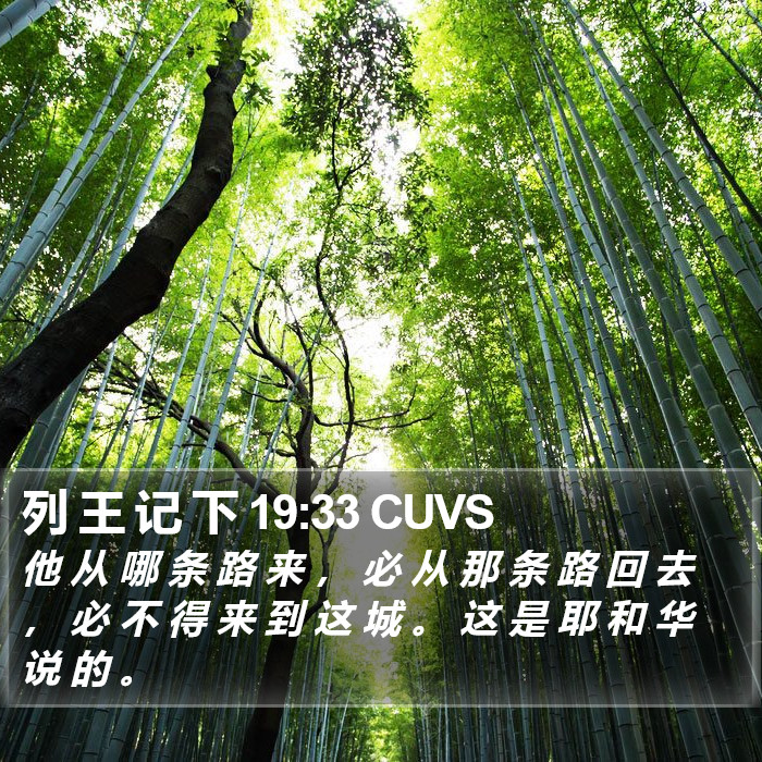 列 王 记 下 19:33 CUVS Bible Study