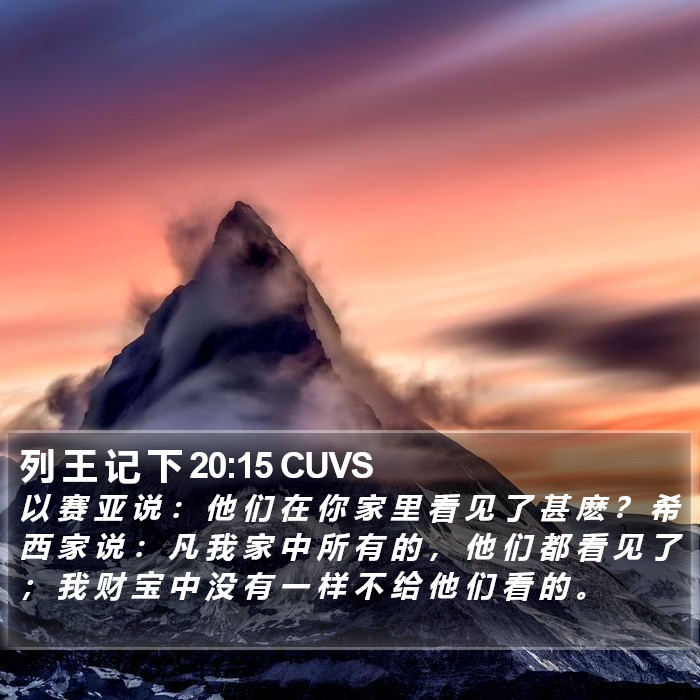 列 王 记 下 20:15 CUVS Bible Study