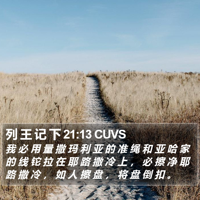 列 王 记 下 21:13 CUVS Bible Study