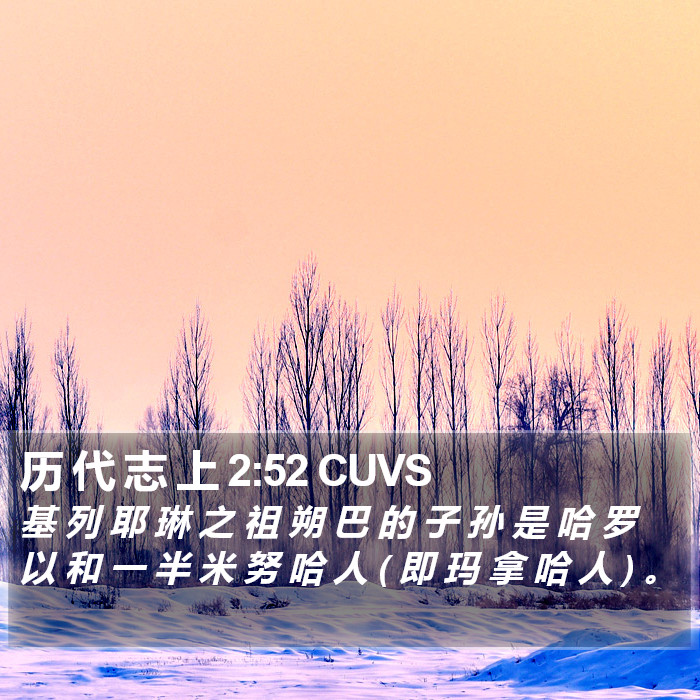 历 代 志 上 2:52 CUVS Bible Study