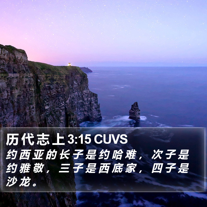 历 代 志 上 3:15 CUVS Bible Study