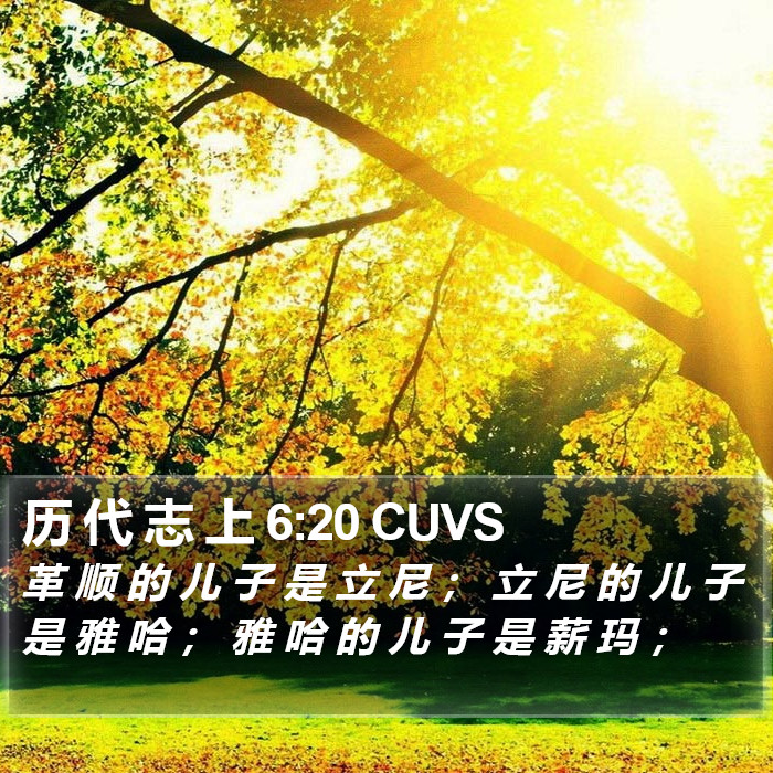 历 代 志 上 6:20 CUVS Bible Study