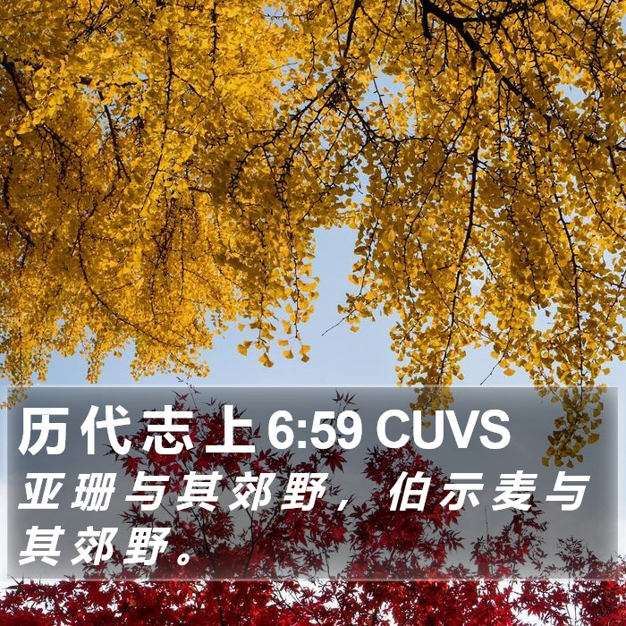 历 代 志 上 6:59 CUVS Bible Study