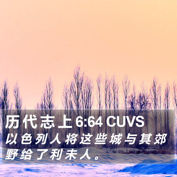 历 代 志 上 6:64 CUVS Bible Study