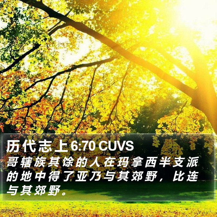 历 代 志 上 6:70 CUVS Bible Study