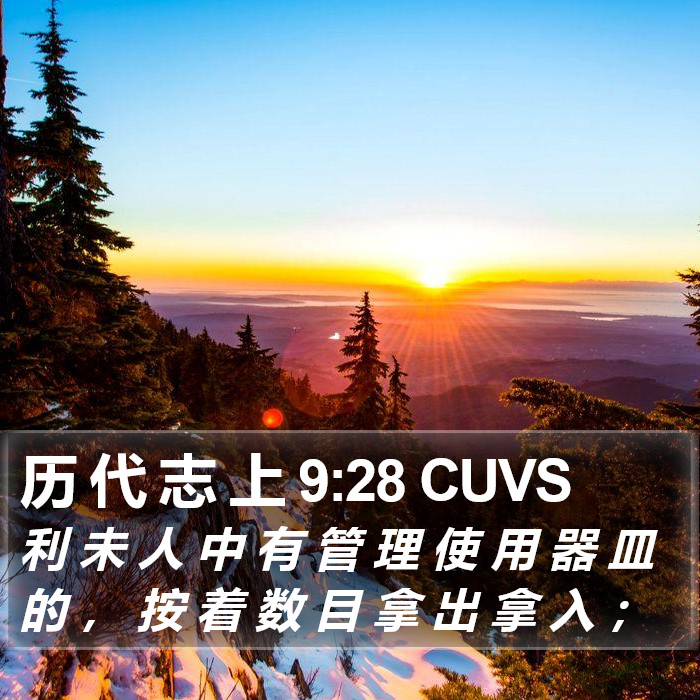 历 代 志 上 9:28 CUVS Bible Study