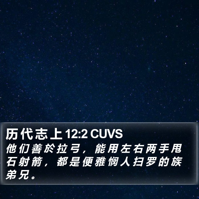 历 代 志 上 12:2 CUVS Bible Study