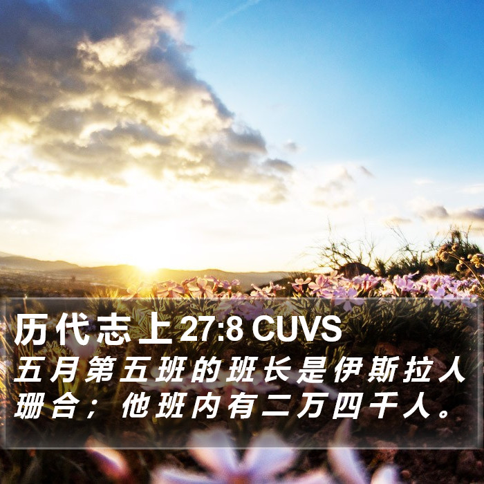 历 代 志 上 27:8 CUVS Bible Study