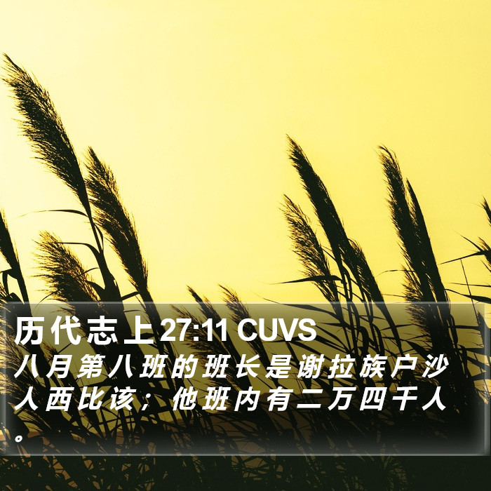 历 代 志 上 27:11 CUVS Bible Study