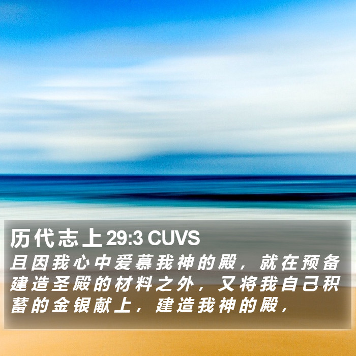 历 代 志 上 29:3 CUVS Bible Study
