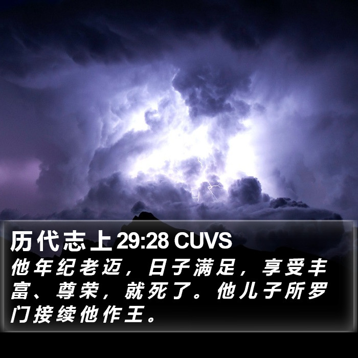 历 代 志 上 29:28 CUVS Bible Study