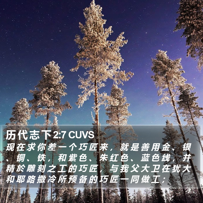 历 代 志 下 2:7 CUVS Bible Study