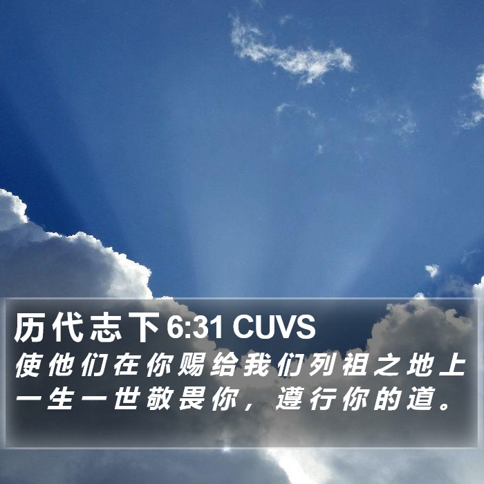 历 代 志 下 6:31 CUVS Bible Study