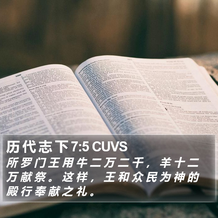 历 代 志 下 7:5 CUVS Bible Study