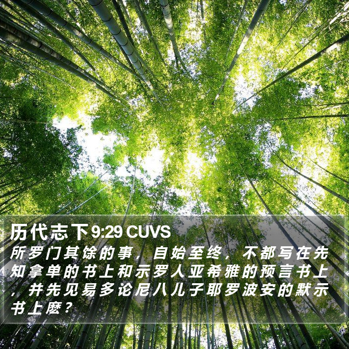 历 代 志 下 9:29 CUVS Bible Study