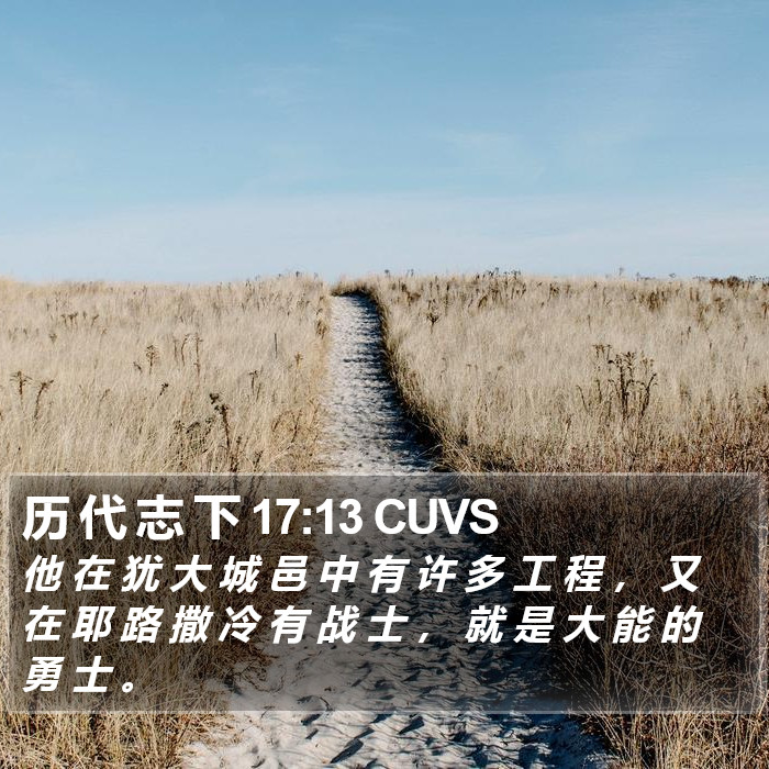 历 代 志 下 17:13 CUVS Bible Study