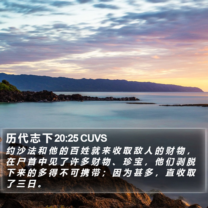 历 代 志 下 20:25 CUVS Bible Study