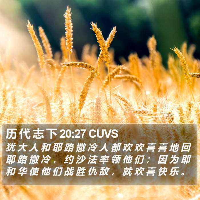 历 代 志 下 20:27 CUVS Bible Study