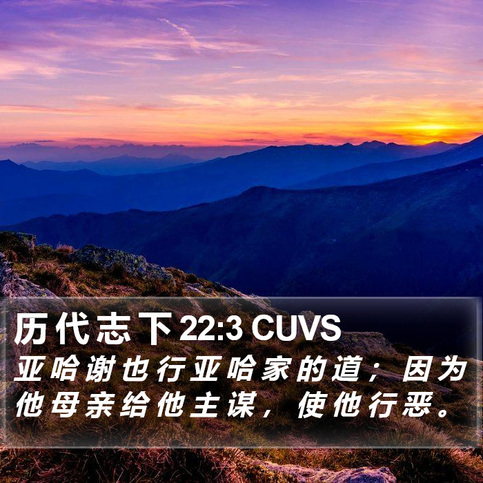 历 代 志 下 22:3 CUVS Bible Study