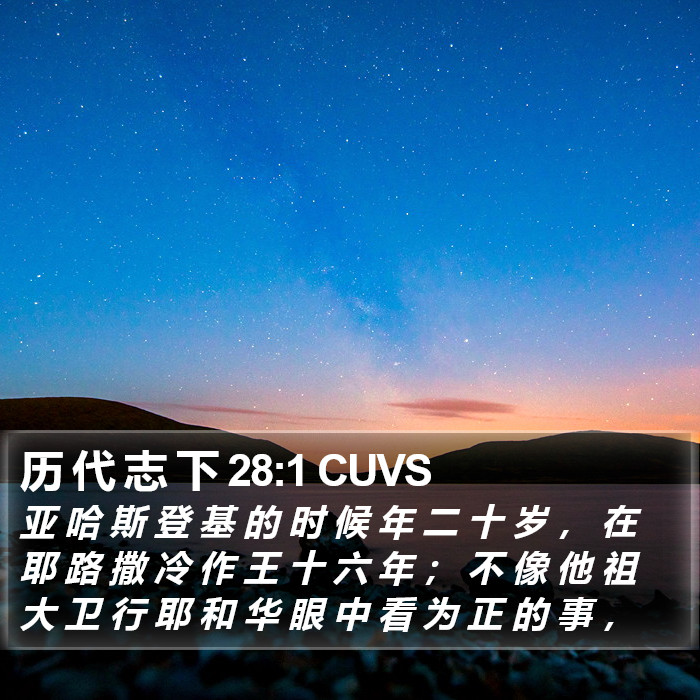 历 代 志 下 28:1 CUVS Bible Study