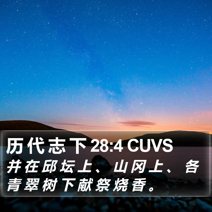 历 代 志 下 28:4 CUVS Bible Study