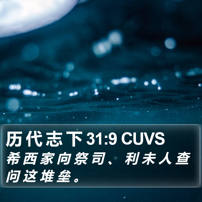 历 代 志 下 31:9 CUVS Bible Study