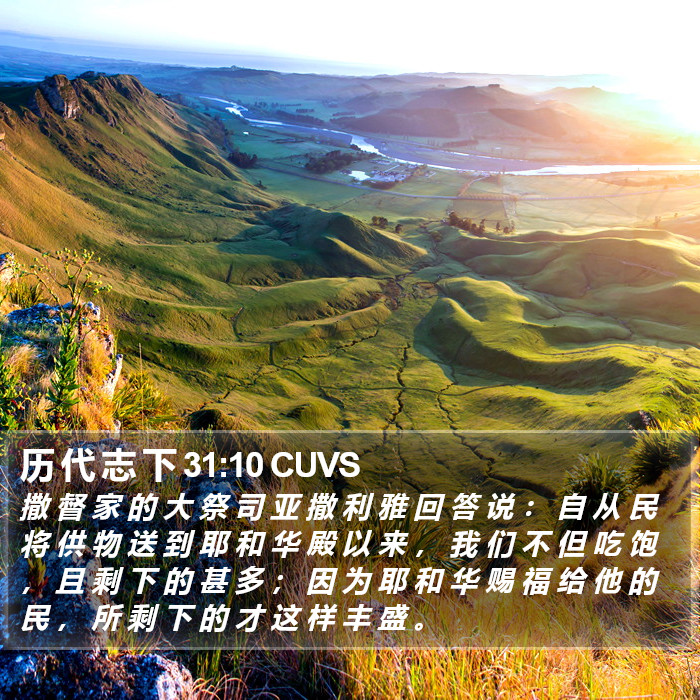 历 代 志 下 31:10 CUVS Bible Study